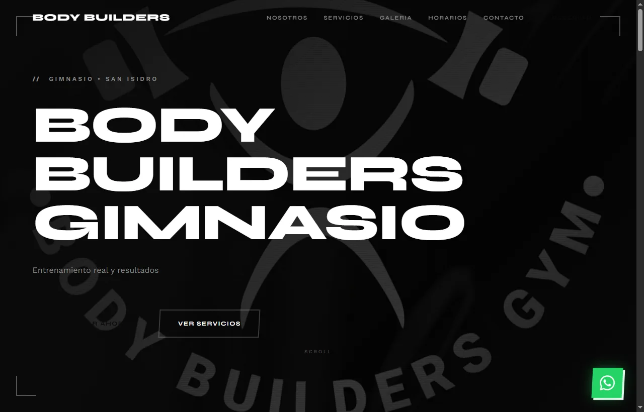 Sitio web del gimnasio Body Builders en San Isidro, diseñado por Futura Sistemas